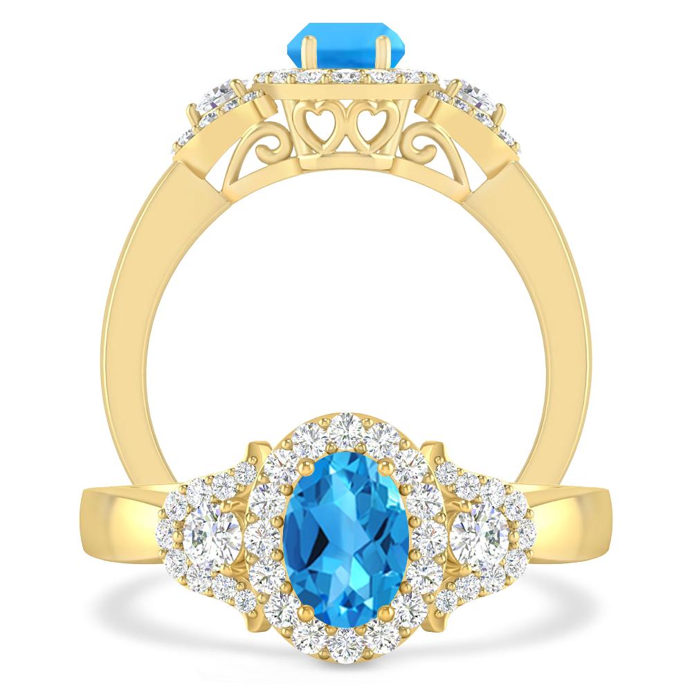 Yellow Gold - Blue Topaz