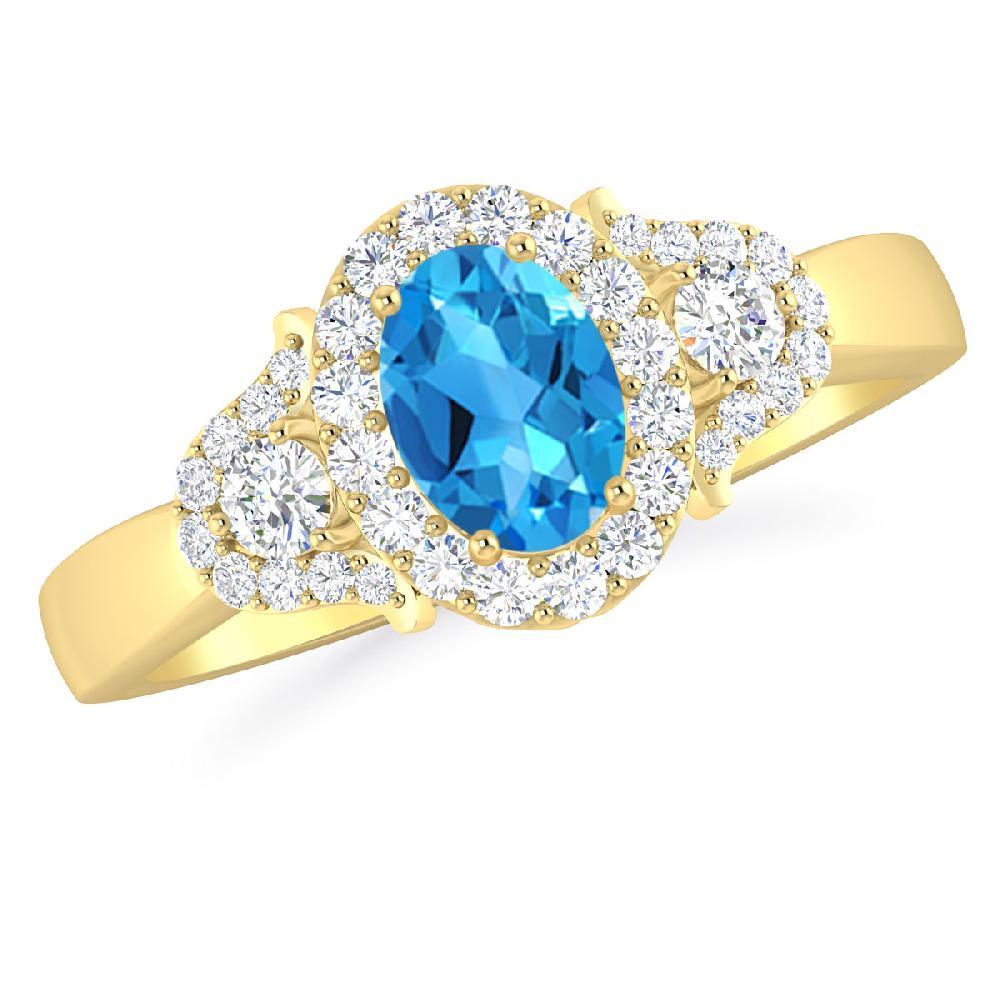 Yellow Gold - Blue Topaz