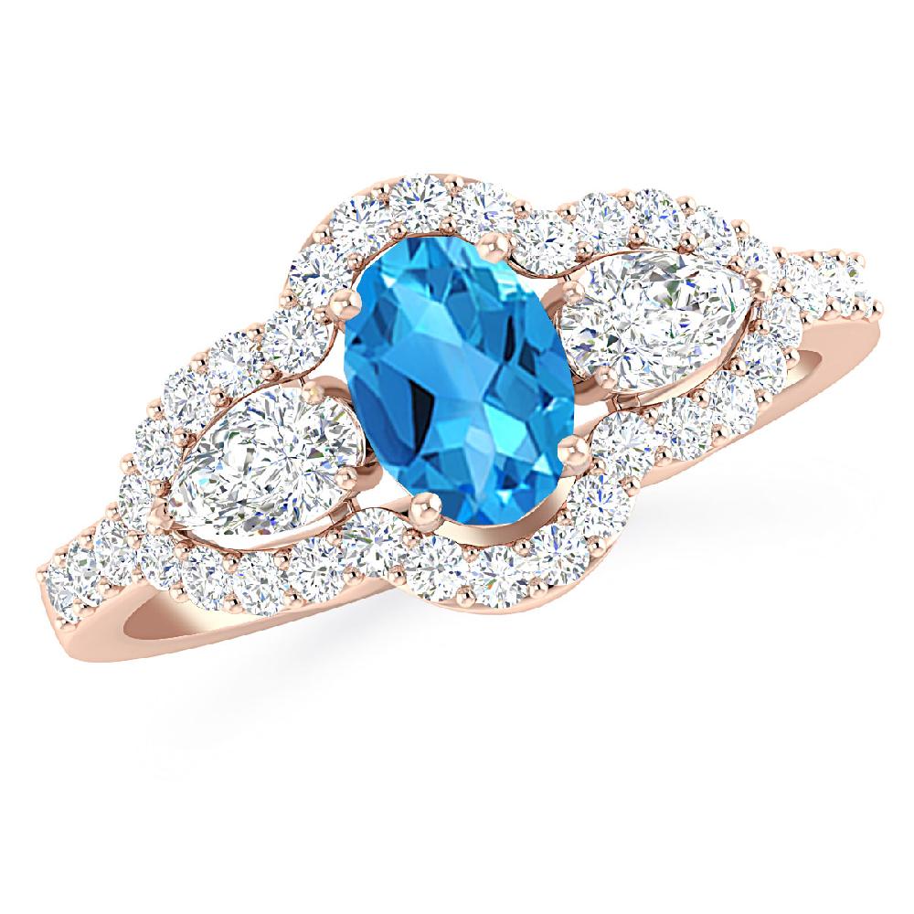 Rose Gold - Blue Topaz