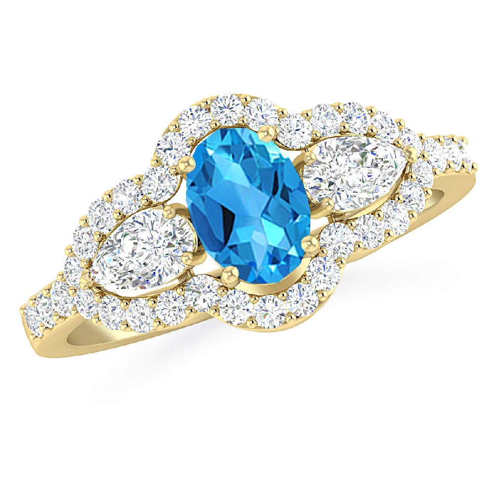 Yellow Gold - Blue Topaz