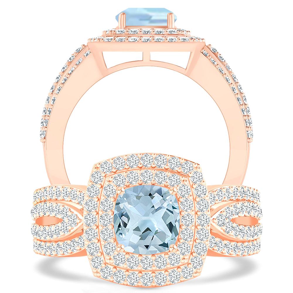 Rose Gold - Aquamarine