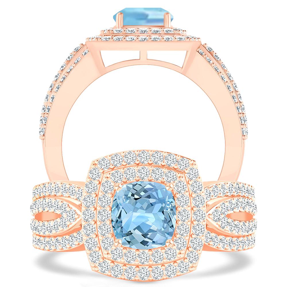 Rose Gold - Aquamarine