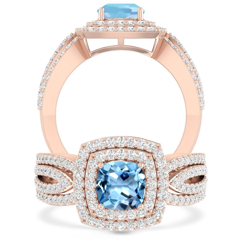 Rose Gold - Aquamarine