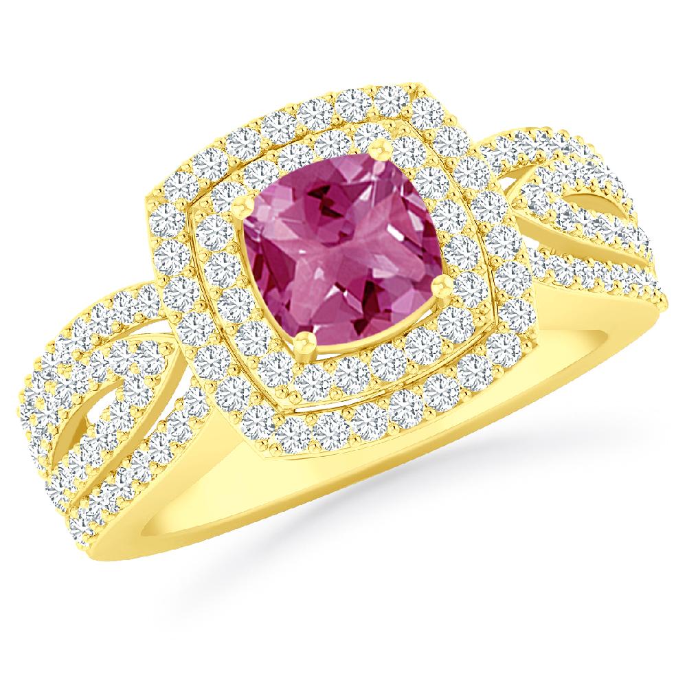 Yellow Gold - Pink Tourmaline