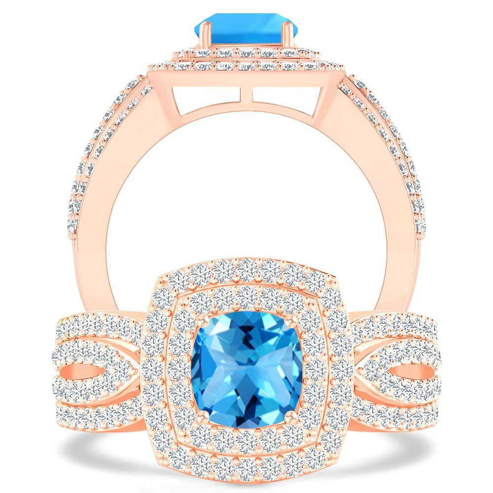 Rose Gold - Blue Topaz