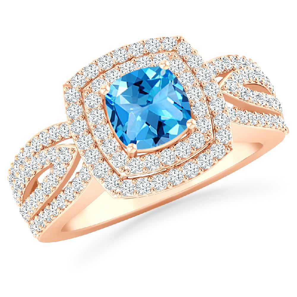 Rose Gold - Blue Topaz