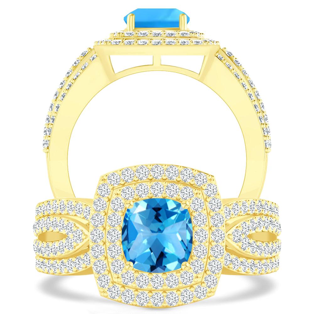 Yellow Gold - Blue Topaz