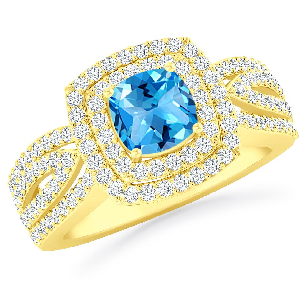 Yellow Gold - Blue Topaz