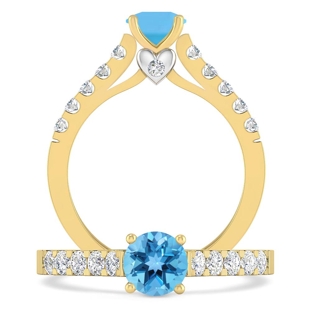 Yellow Gold - Blue Topaz