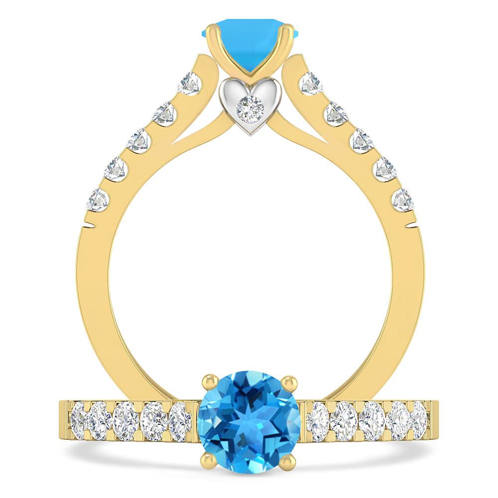 Yellow Gold - Blue Topaz