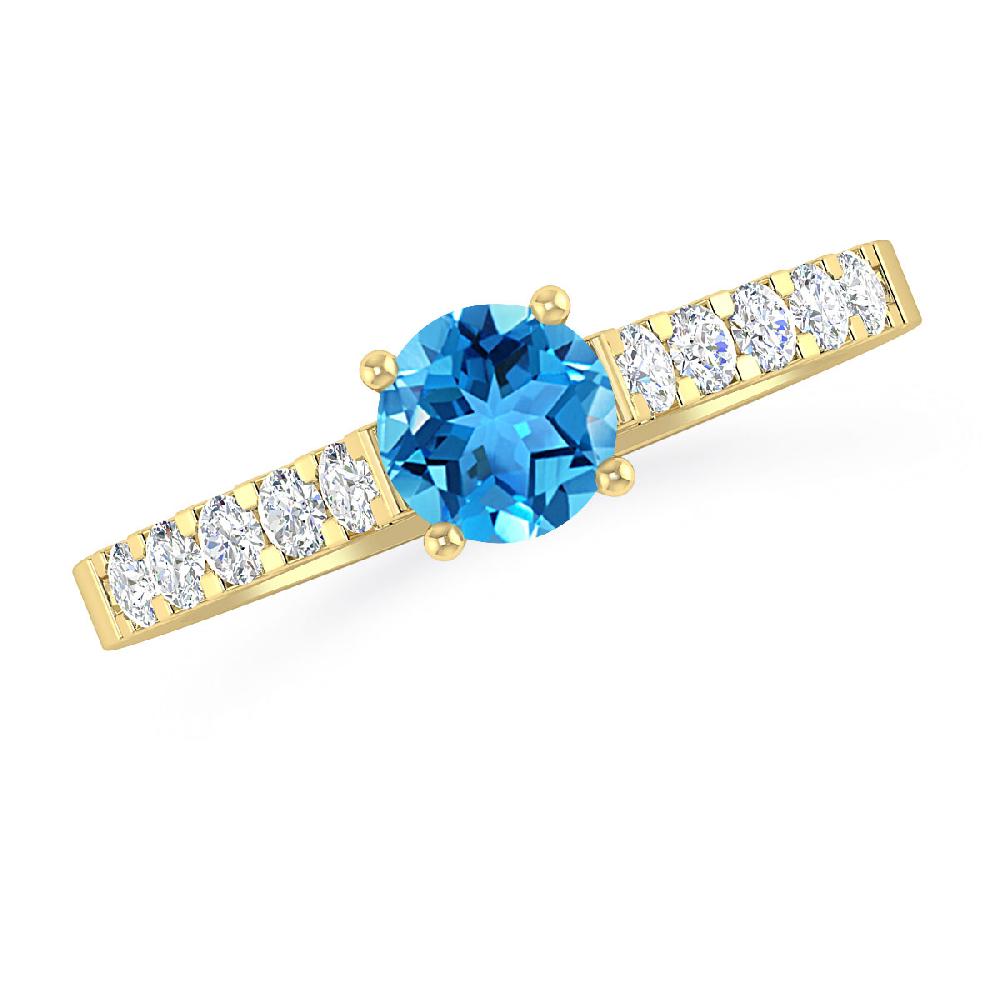 Yellow Gold - Blue Topaz