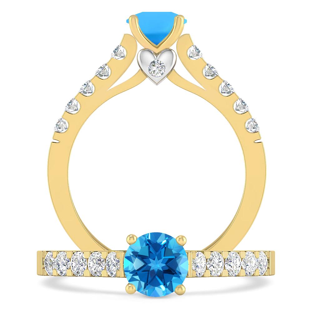 Yellow Gold - Blue Topaz