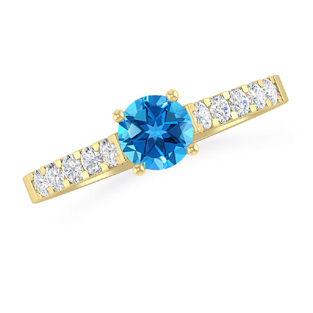 Yellow Gold - Blue Topaz