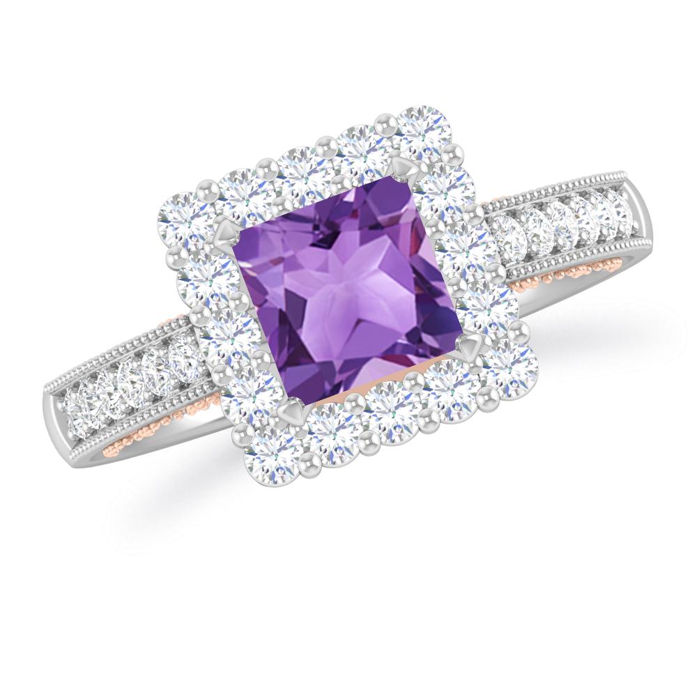 White Gold/Rose Gold - Amethyst