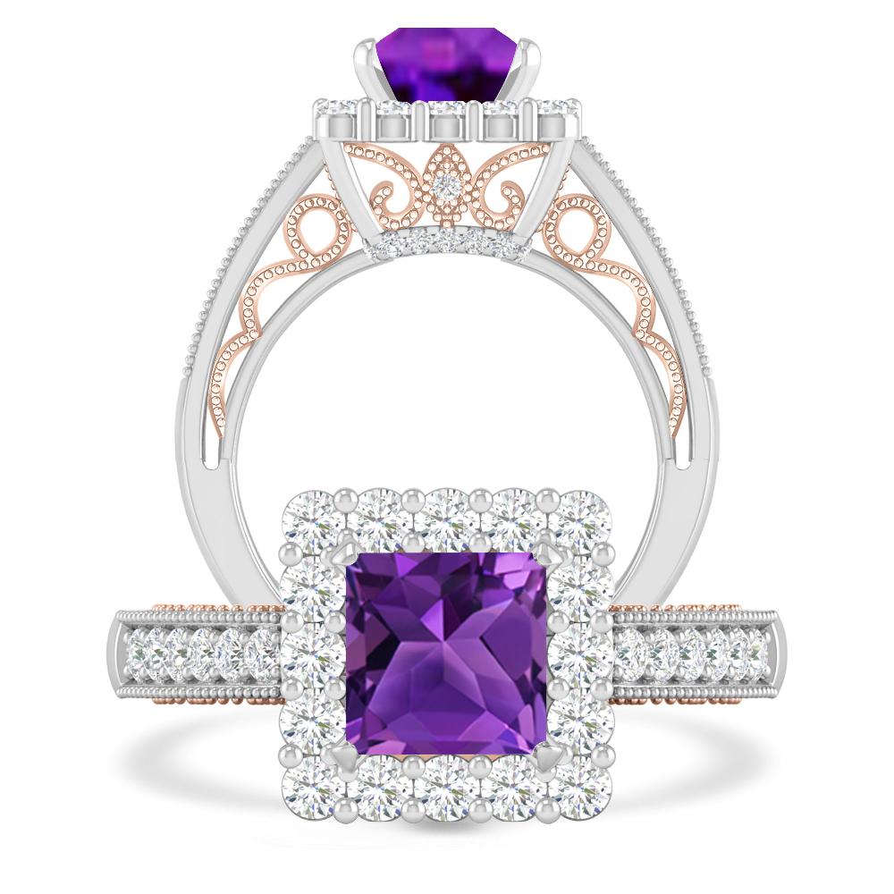 White Gold/Rose Gold - Amethyst