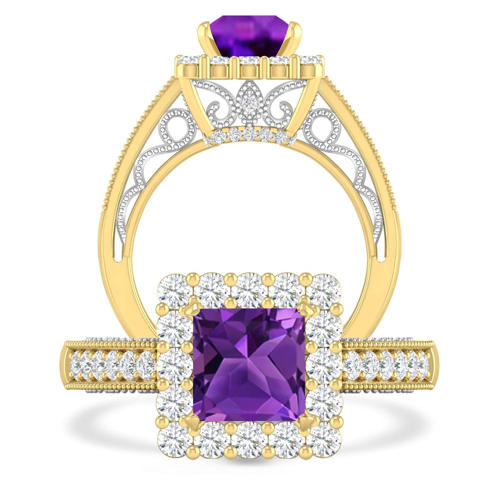 Yellow Gold/White Gold - Amethyst