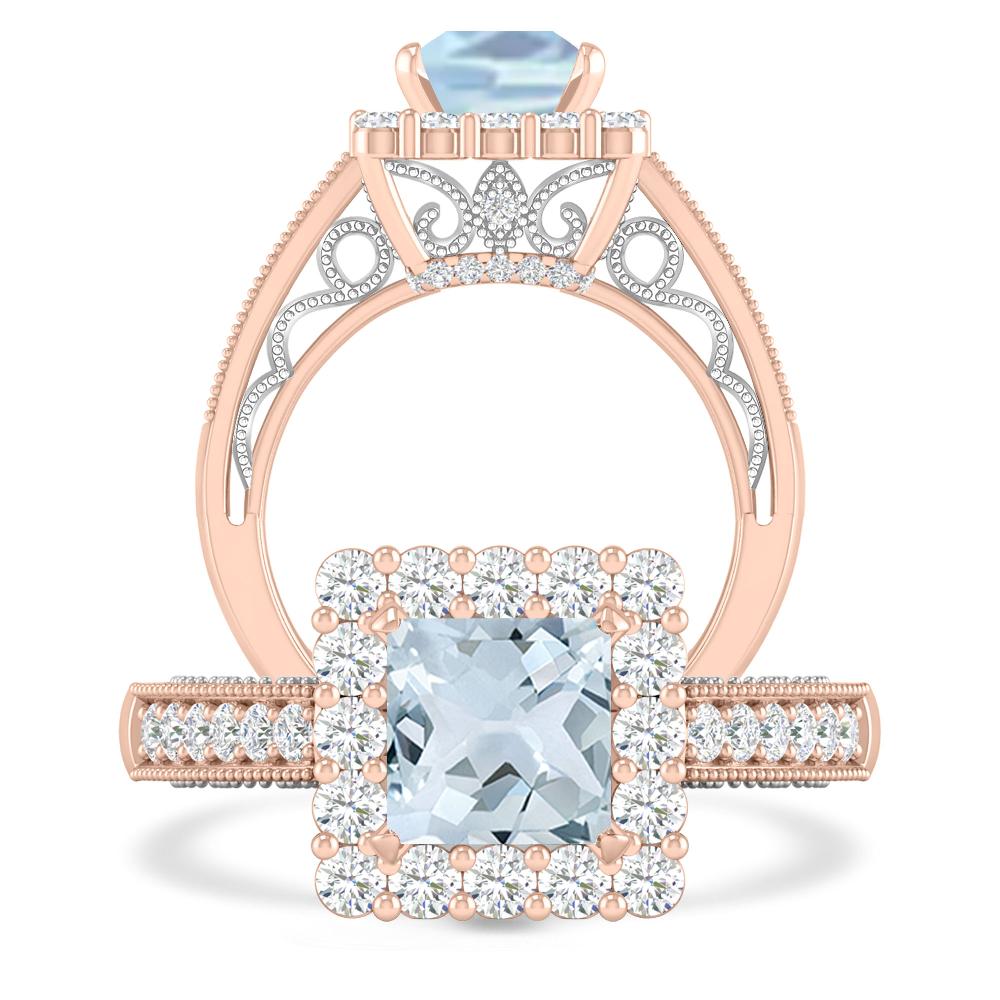 Rose Gold/White Gold - Aquamarine