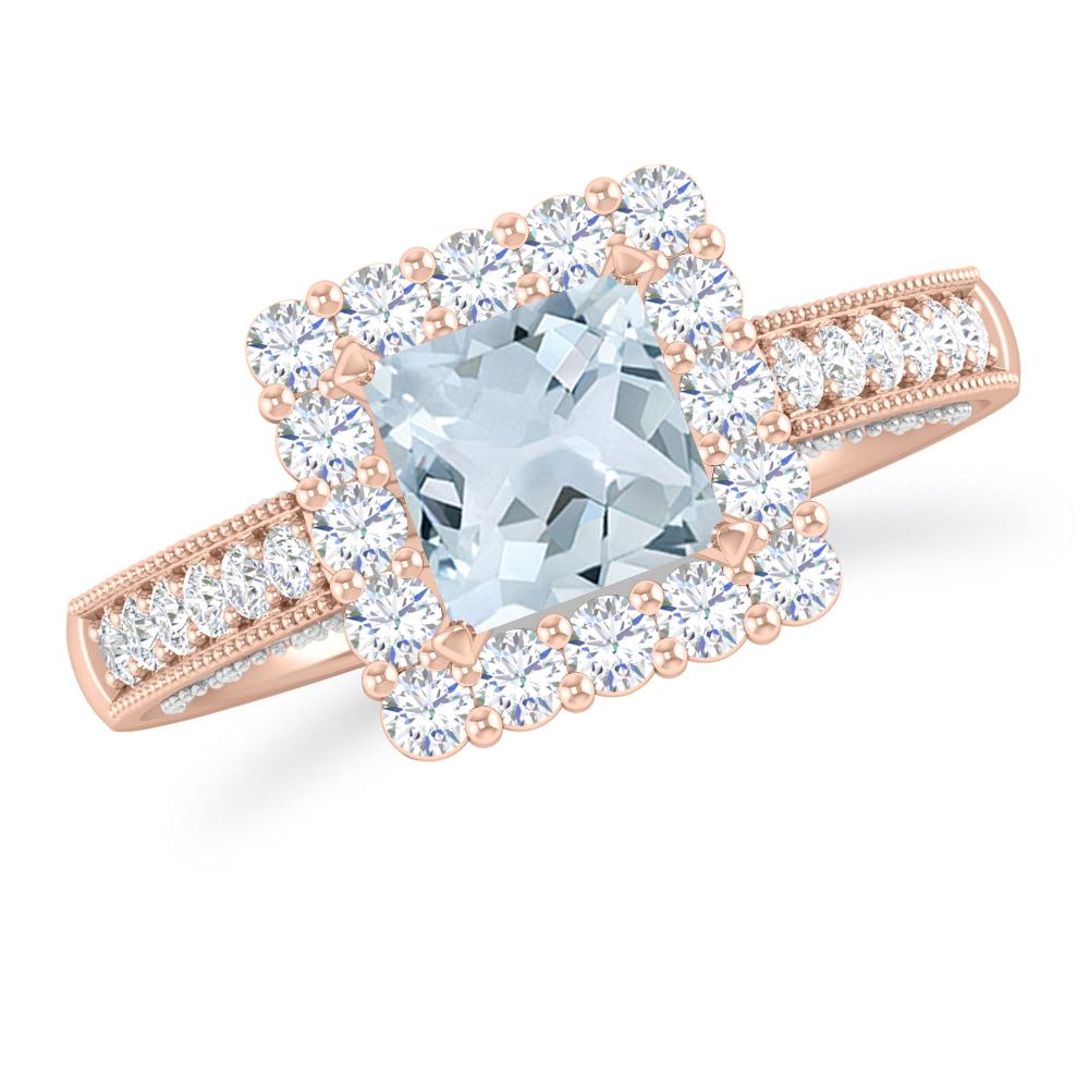 Rose Gold/White Gold - Aquamarine