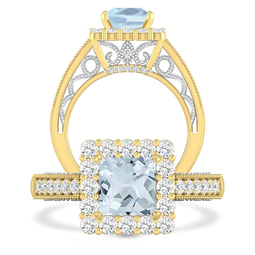 Yellow Gold/White Gold - Aquamarine