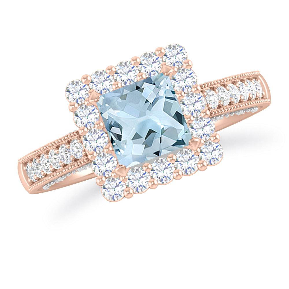 Rose Gold/White Gold - Aquamarine