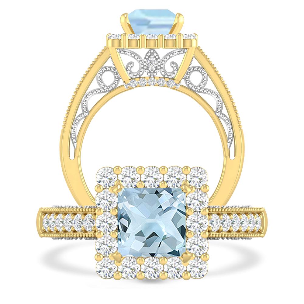 Yellow Gold/White Gold - Aquamarine