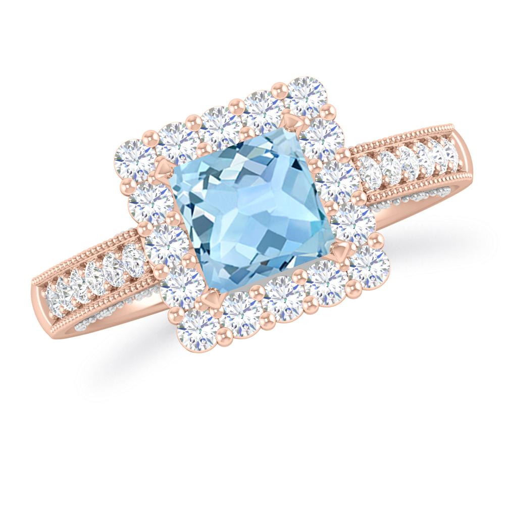 Rose Gold/White Gold - Aquamarine