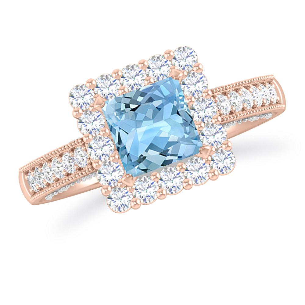 Rose Gold/White Gold - Aquamarine