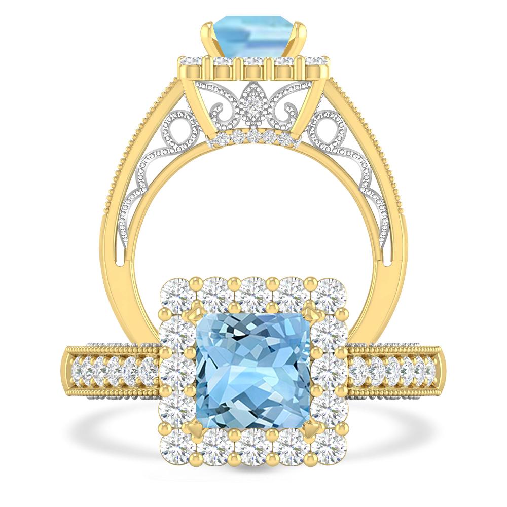 Yellow Gold/White Gold - Aquamarine