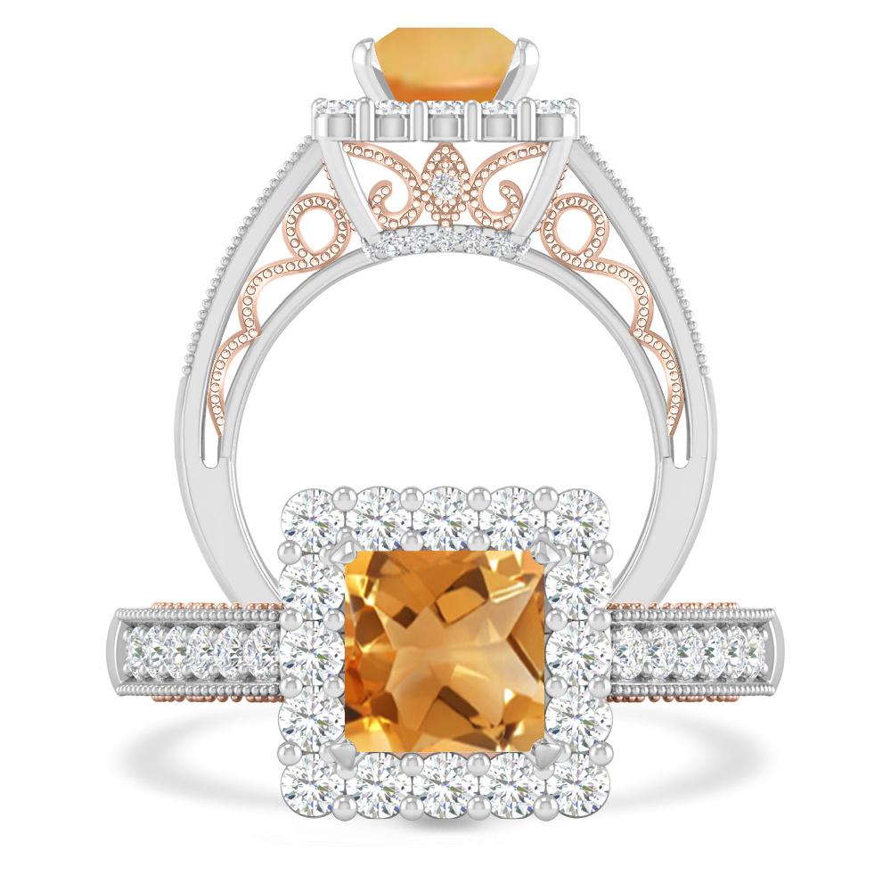 White Gold/Rose Gold - Citrine