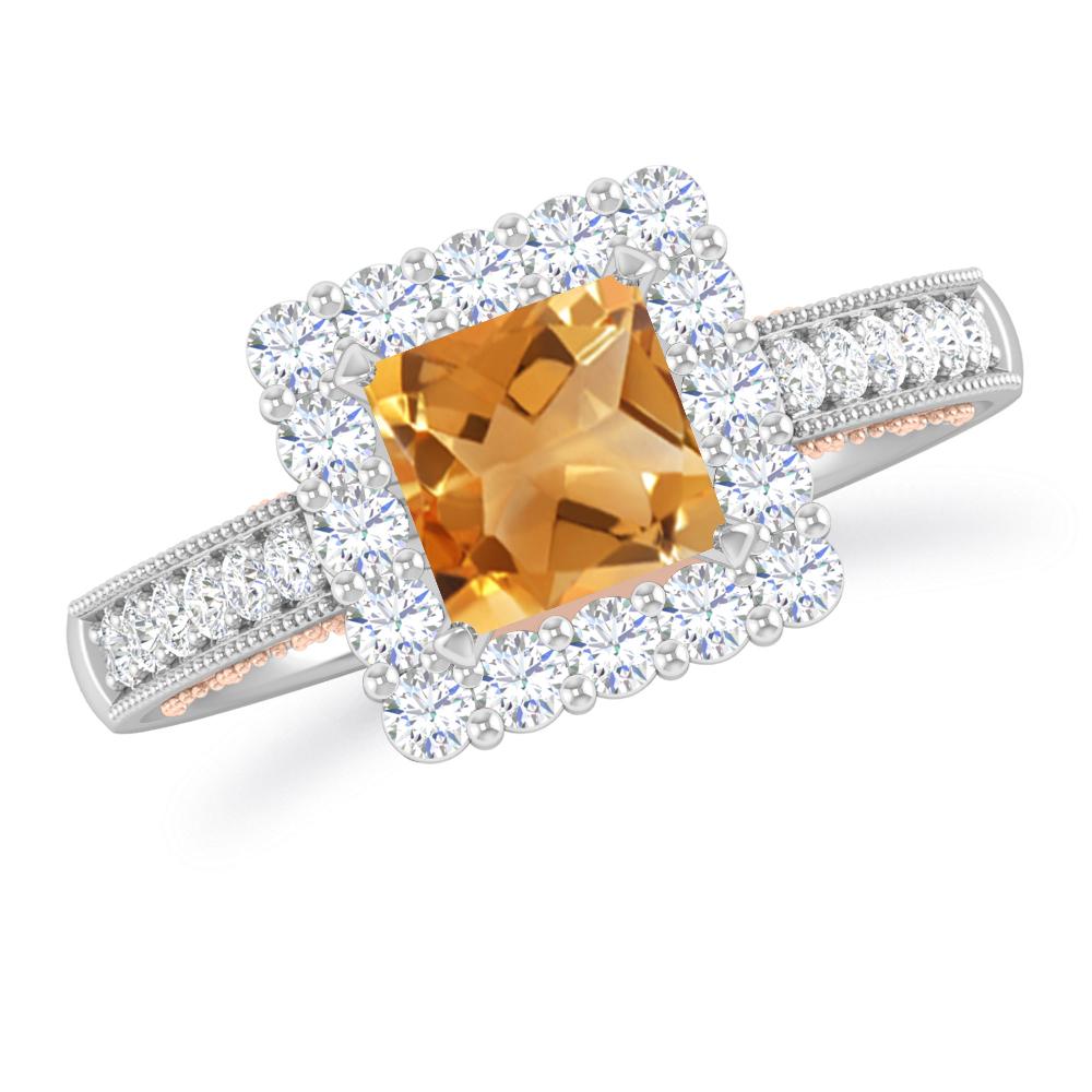 White Gold/Rose Gold - Citrine