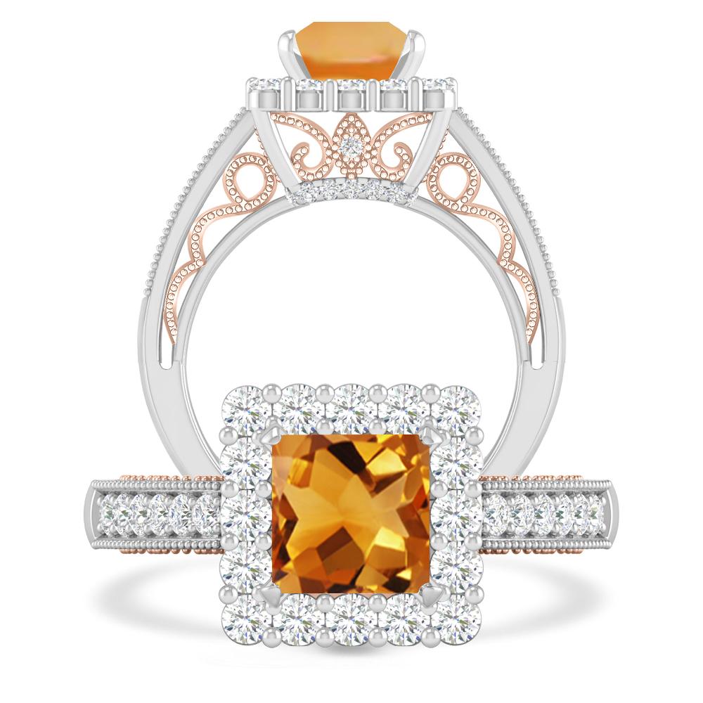 White Gold/Rose Gold - Citrine