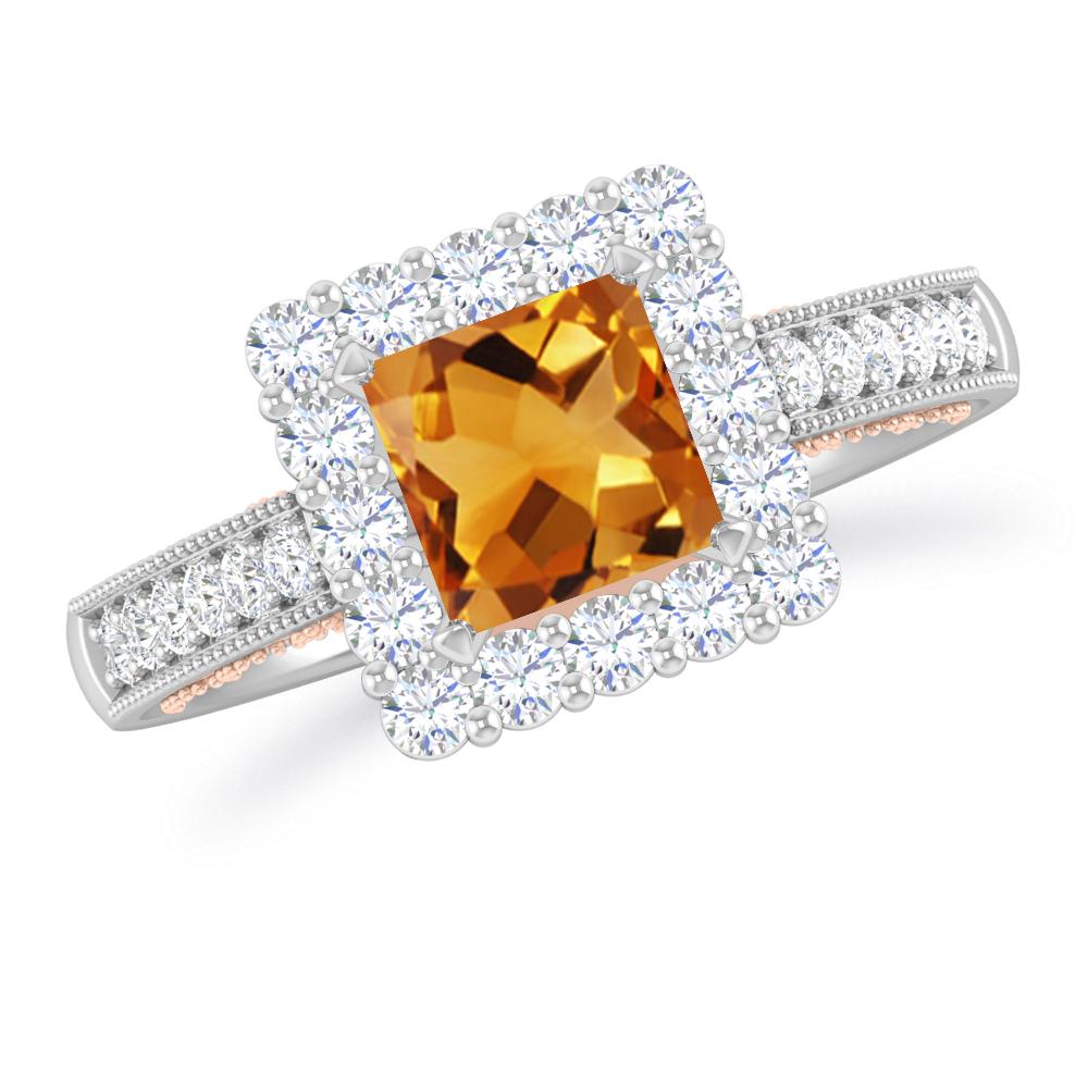 White Gold/Rose Gold - Citrine