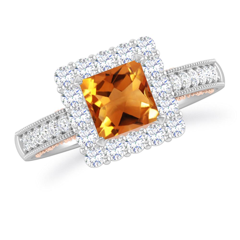 White Gold/Rose Gold - Citrine