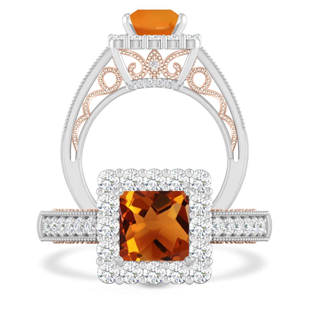 White Gold/Rose Gold - Citrine