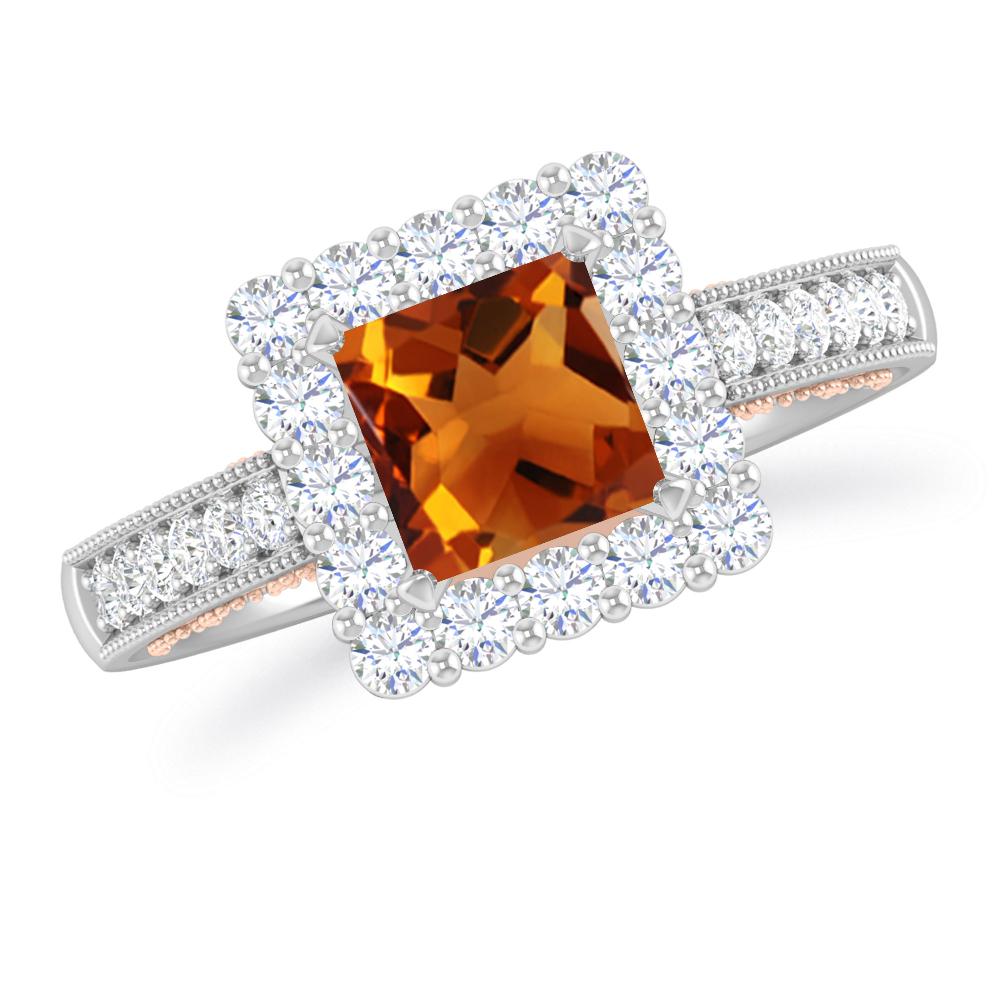 White Gold/Rose Gold - Citrine