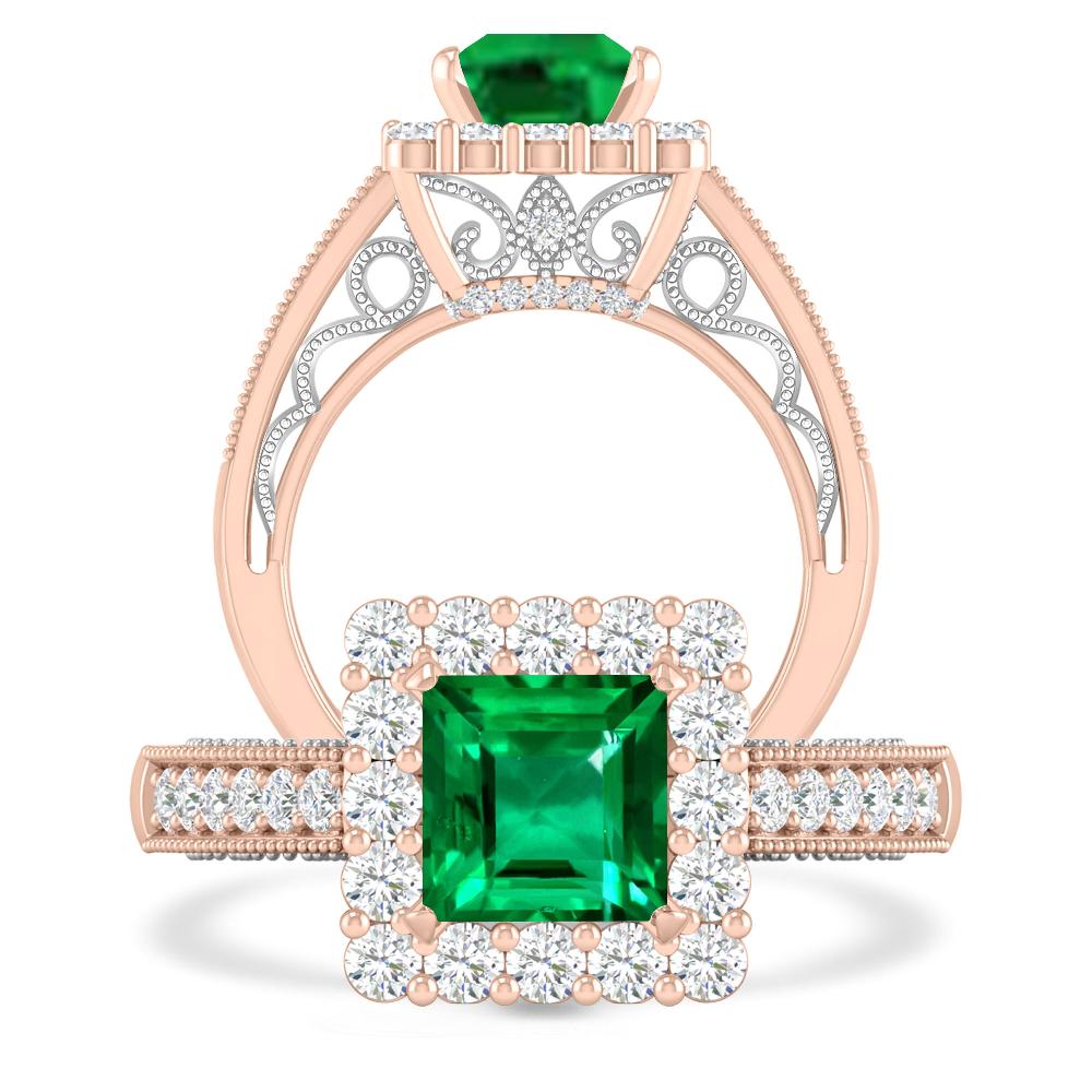 Rose Gold/White Gold - Emerald