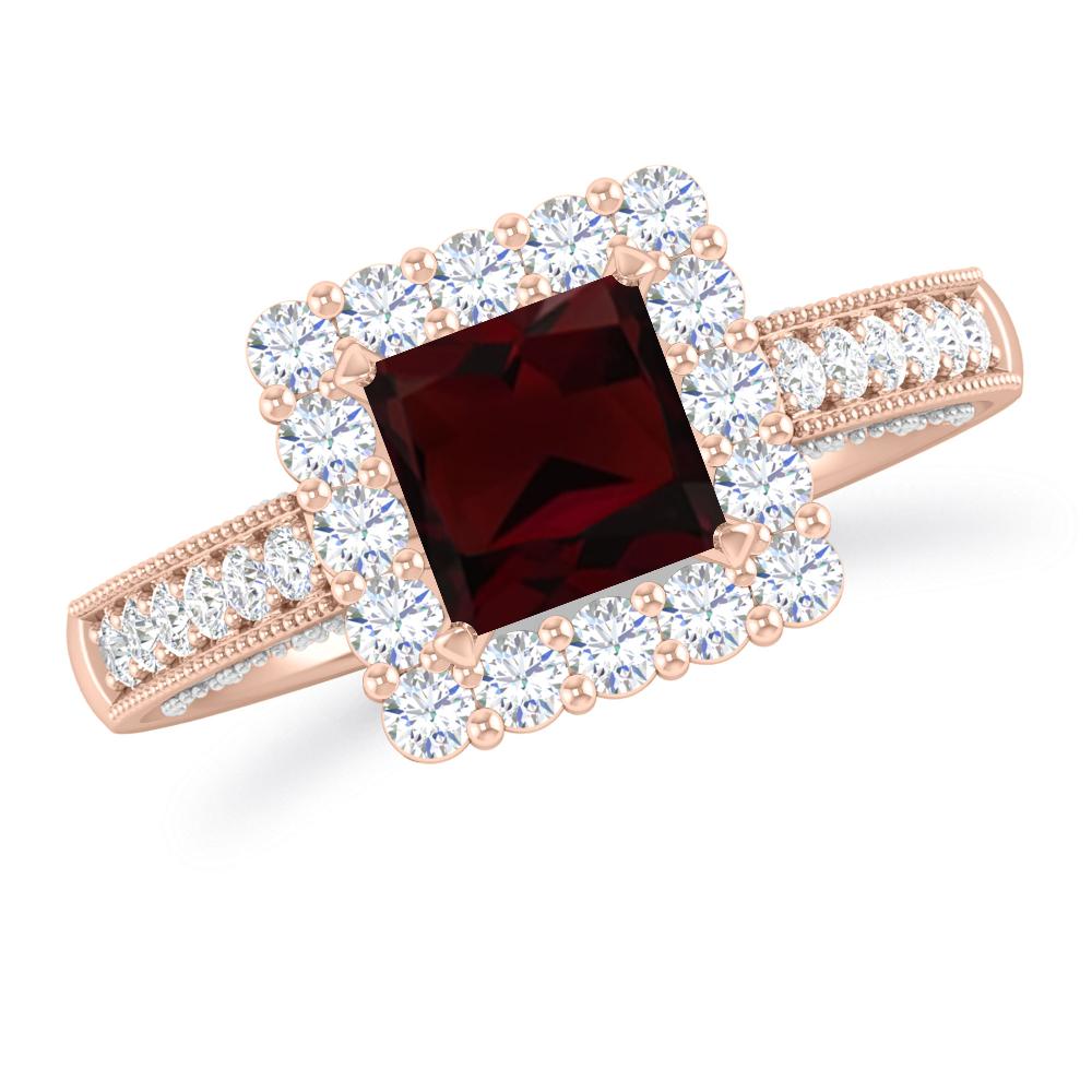 Rose Gold/White Gold - Garnet