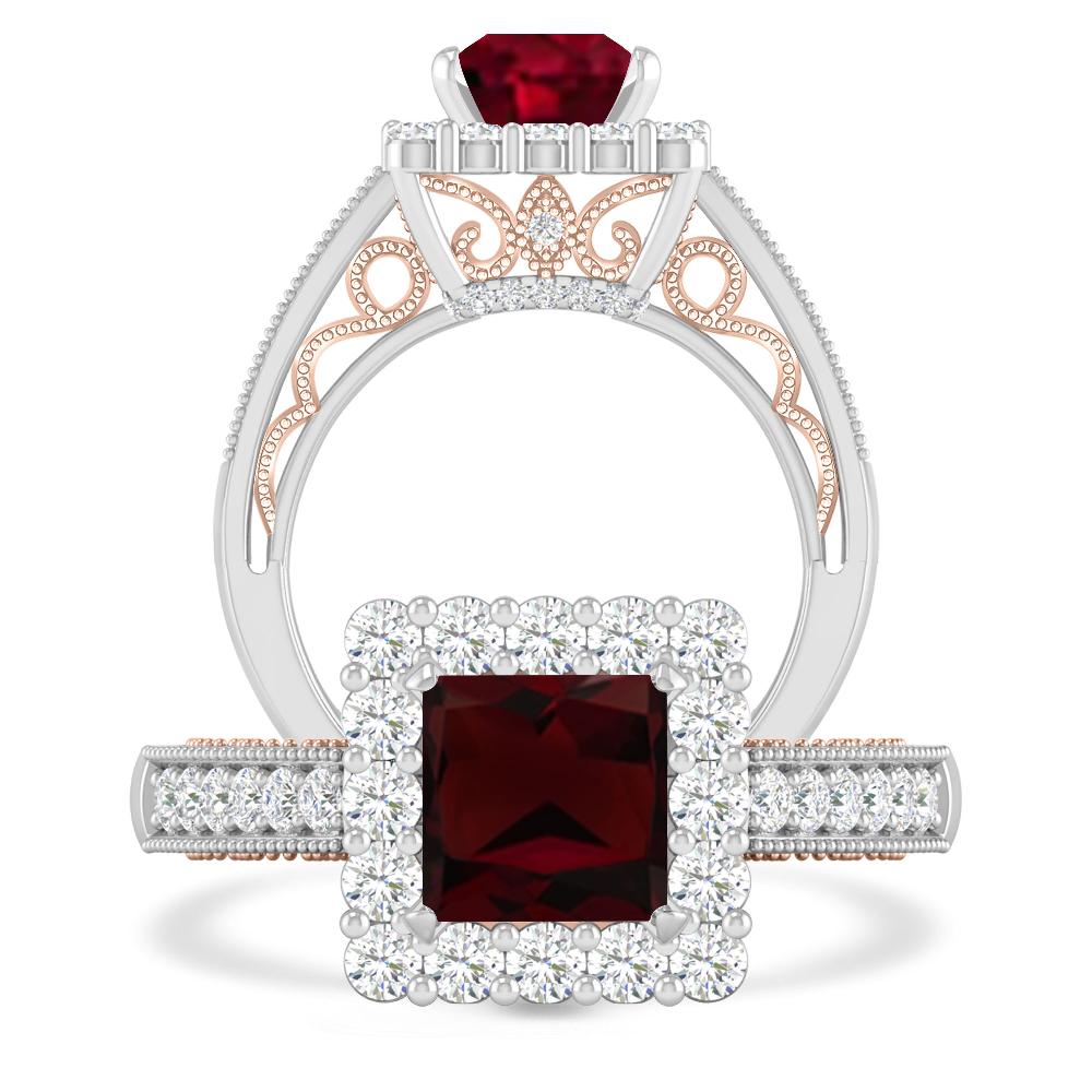 White Gold/Rose Gold - Garnet