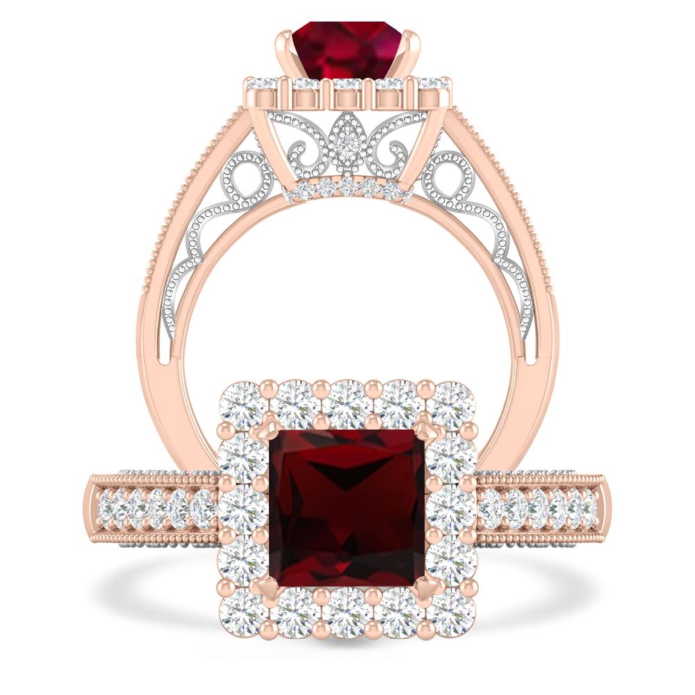 Rose Gold/White Gold - Garnet