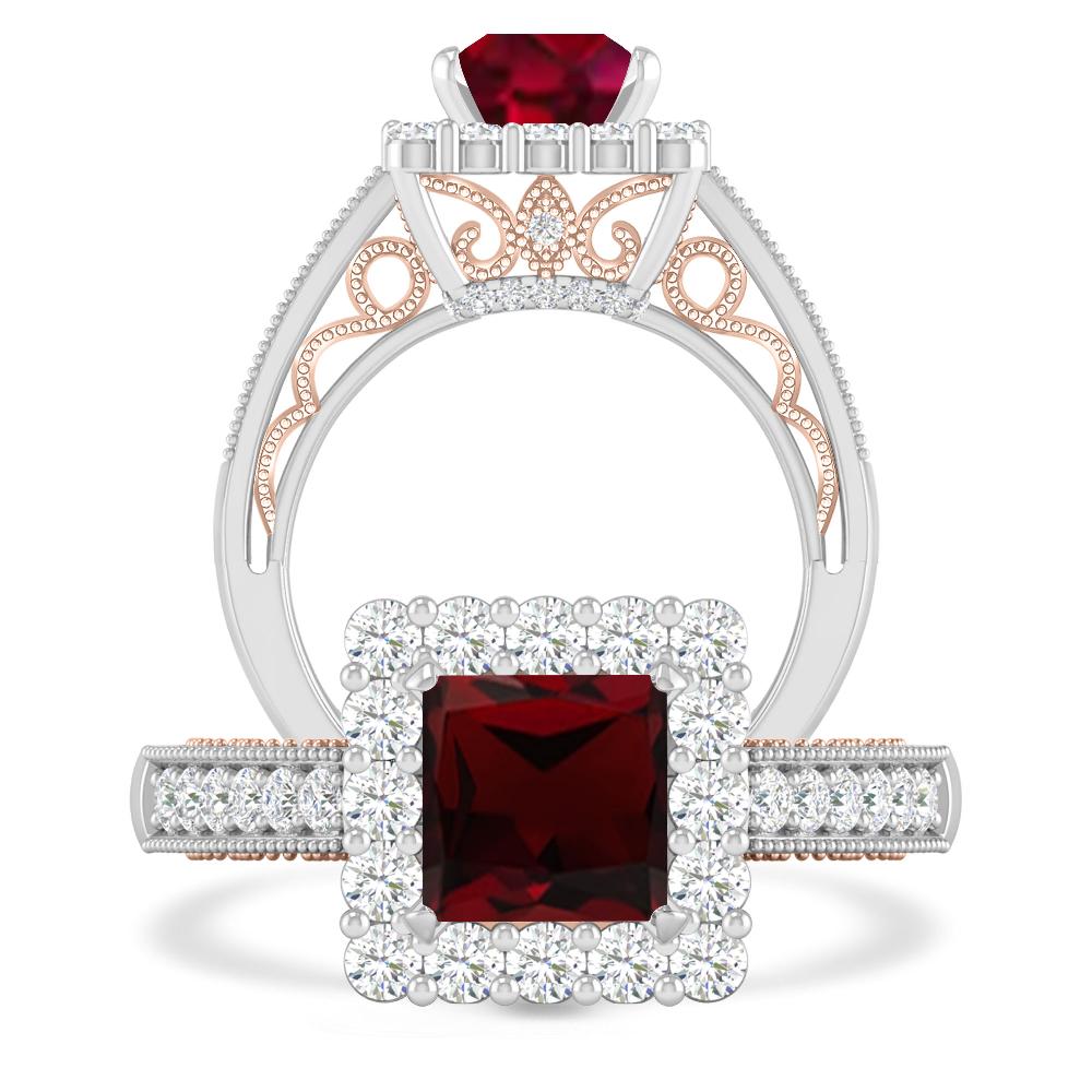 White Gold/Rose Gold - Garnet