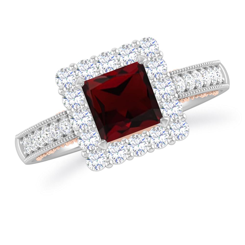 White Gold/Rose Gold - Garnet