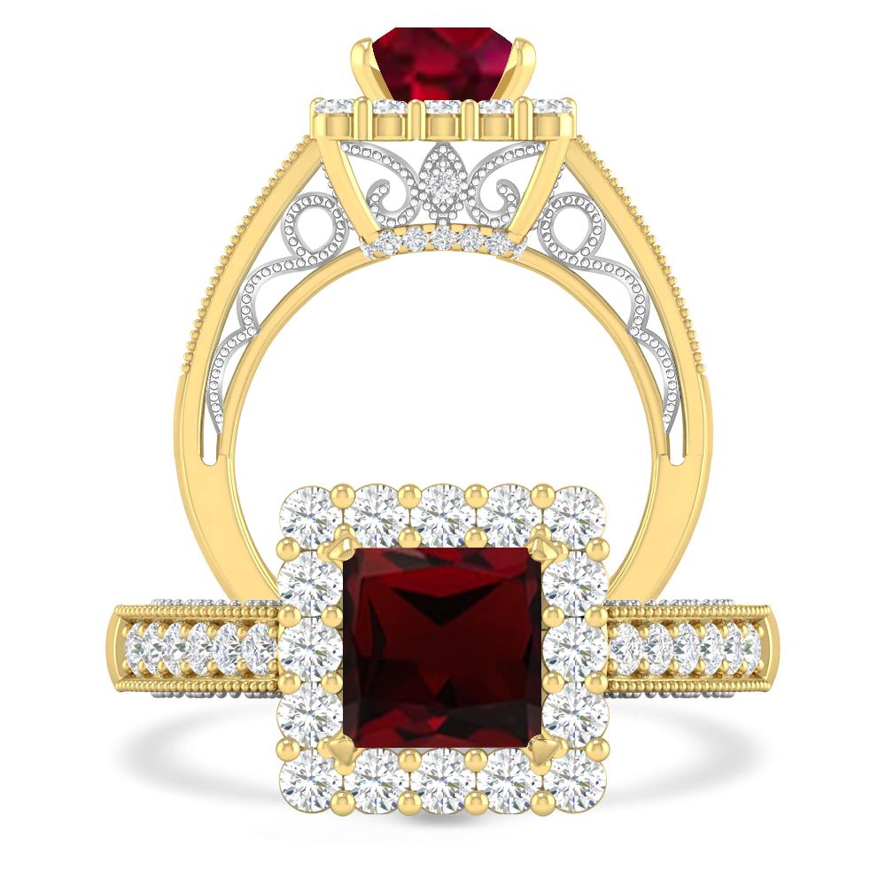 Yellow Gold/White Gold - Garnet