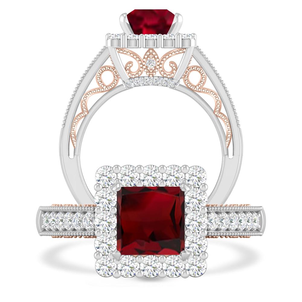 White Gold/Rose Gold - Garnet