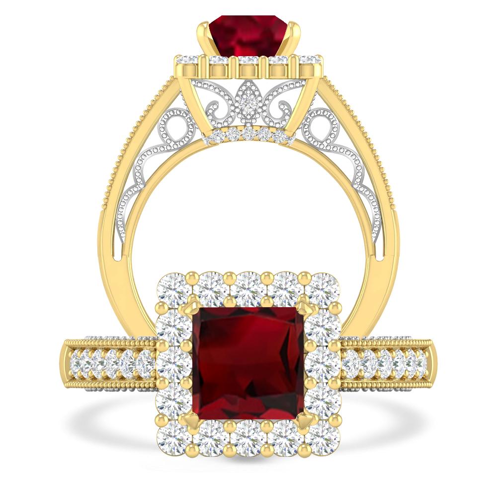 Yellow Gold/White Gold - Garnet