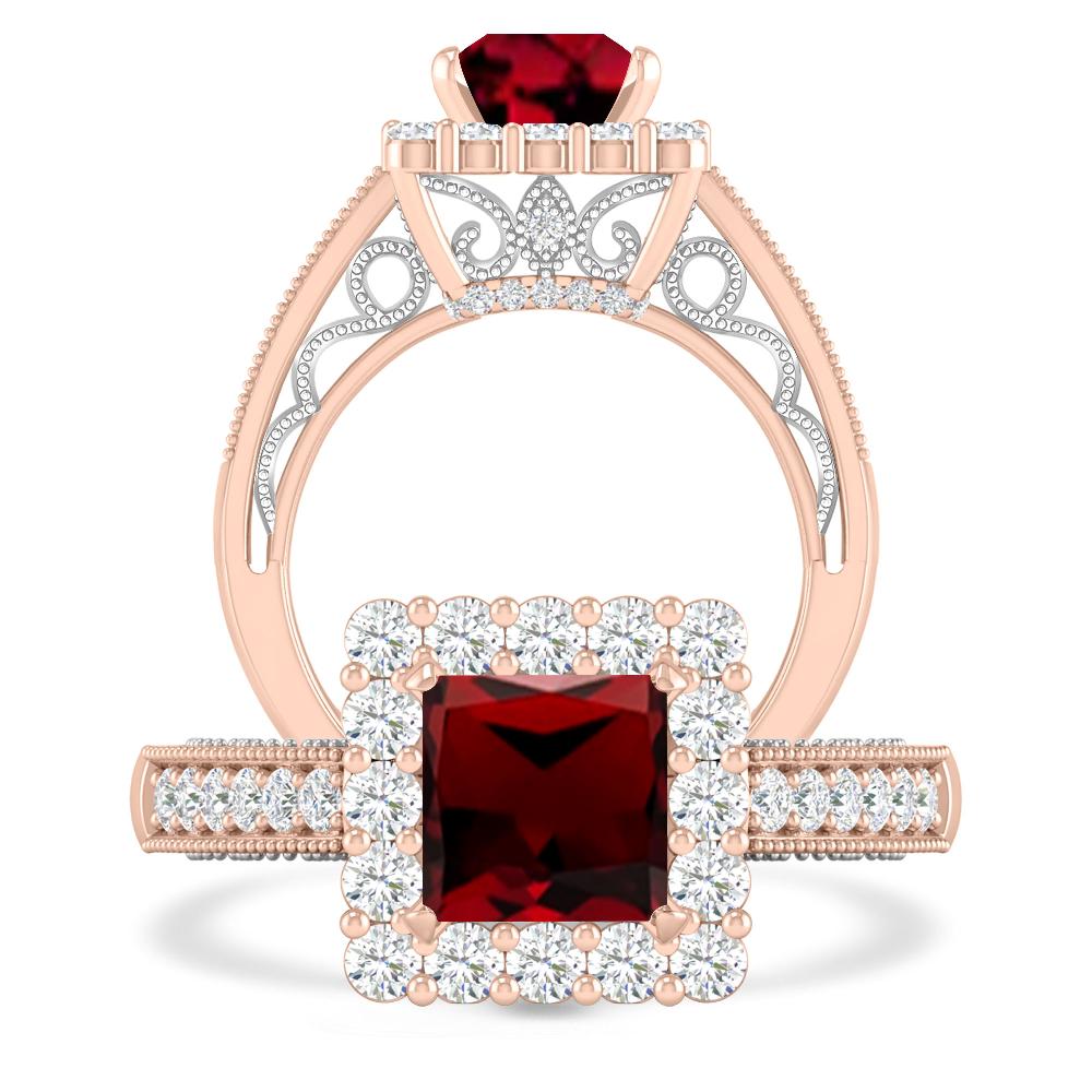 Rose Gold/White Gold - Garnet