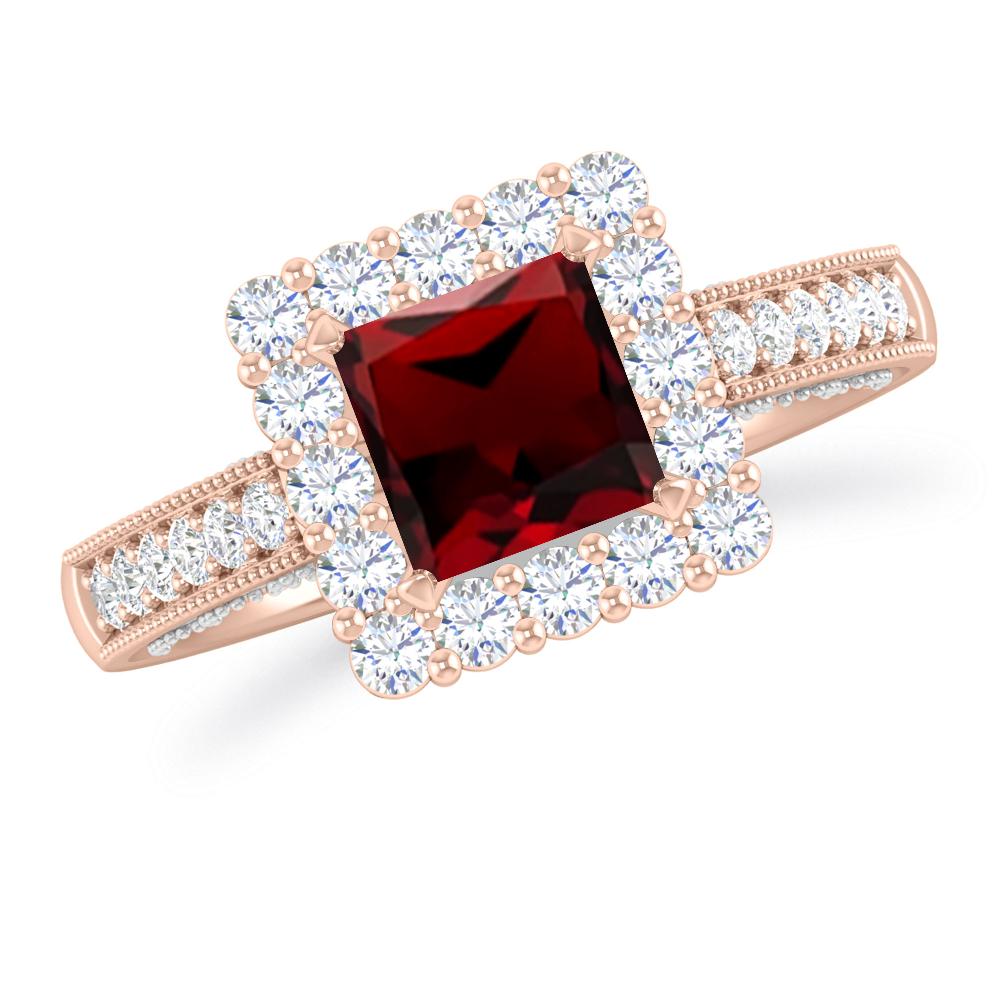 Rose Gold/White Gold - Garnet