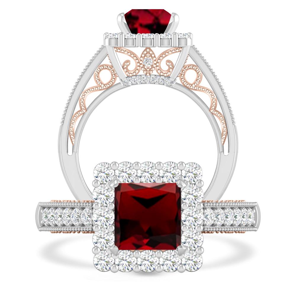 White Gold/Rose Gold - Garnet