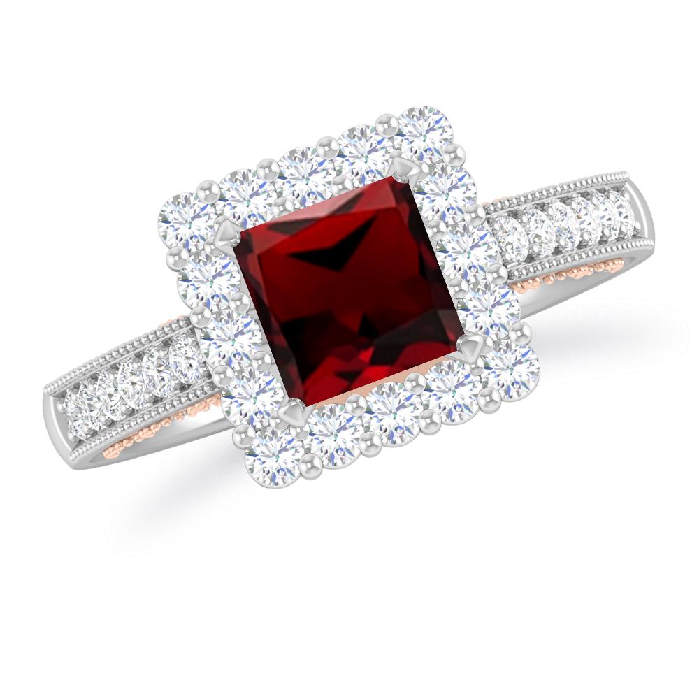 White Gold/Rose Gold - Garnet