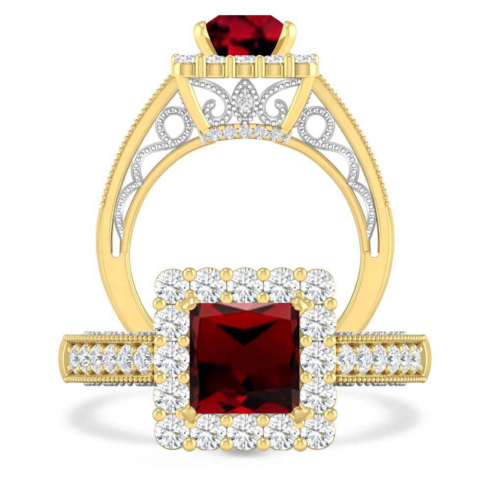 Yellow Gold/White Gold - Garnet