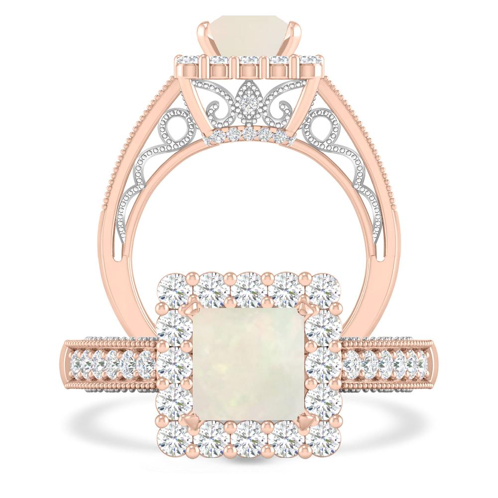 Rose Gold/White Gold - Opal